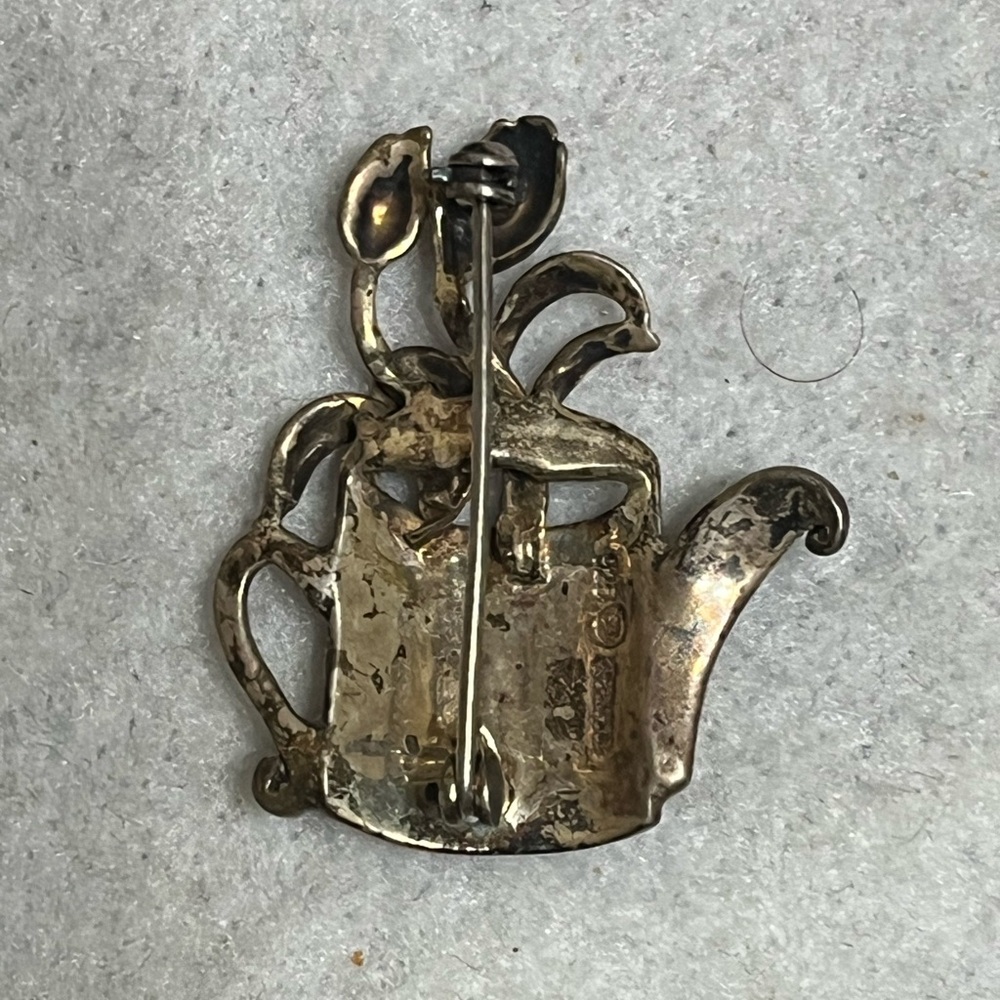 Sterling Watering Can Brooch - Picture 3 of 7